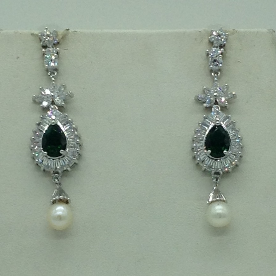White,green cz pendent set with flat pearls mala jps0614 - Image 3