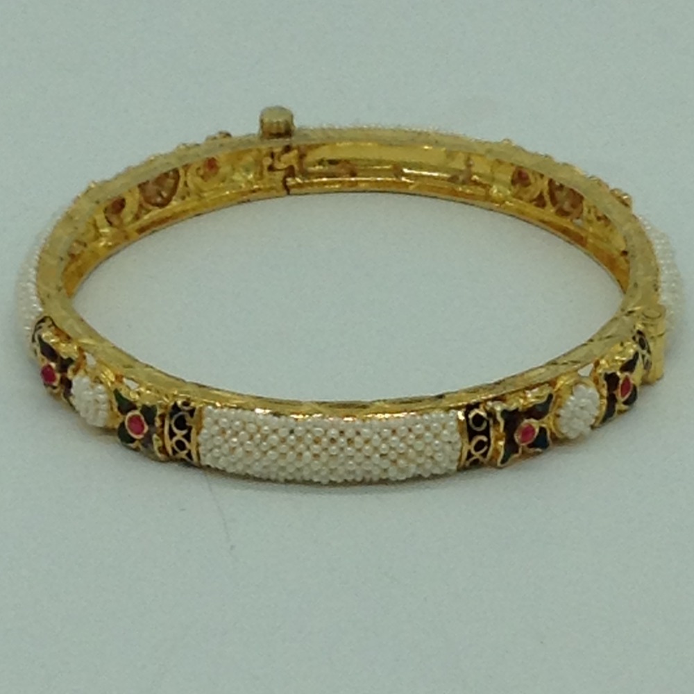 Freshwater White Khakha Seed Pearls Jali Single Bangles JBG0280