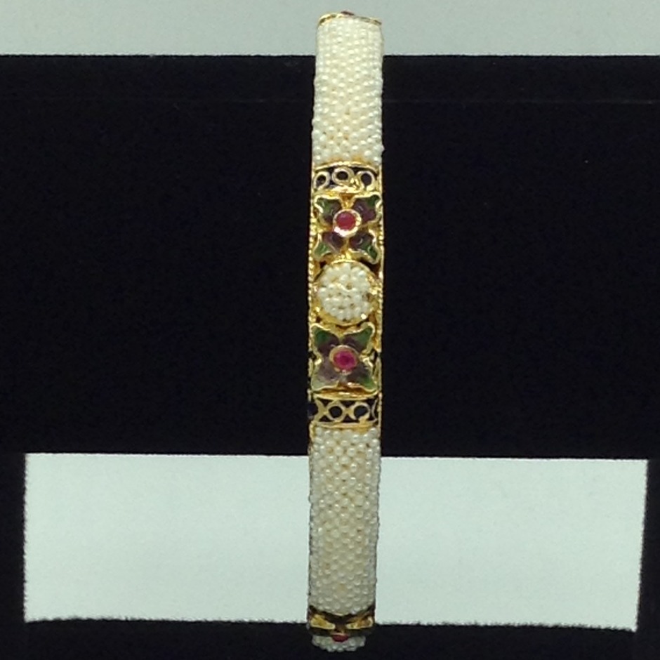 Freshwater White Khakha Seed Pearls Jali Single Bangles JBG0280