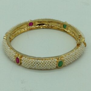 Freshwater White Khakha Seed Pearls Jali Single Bangles JBG0279