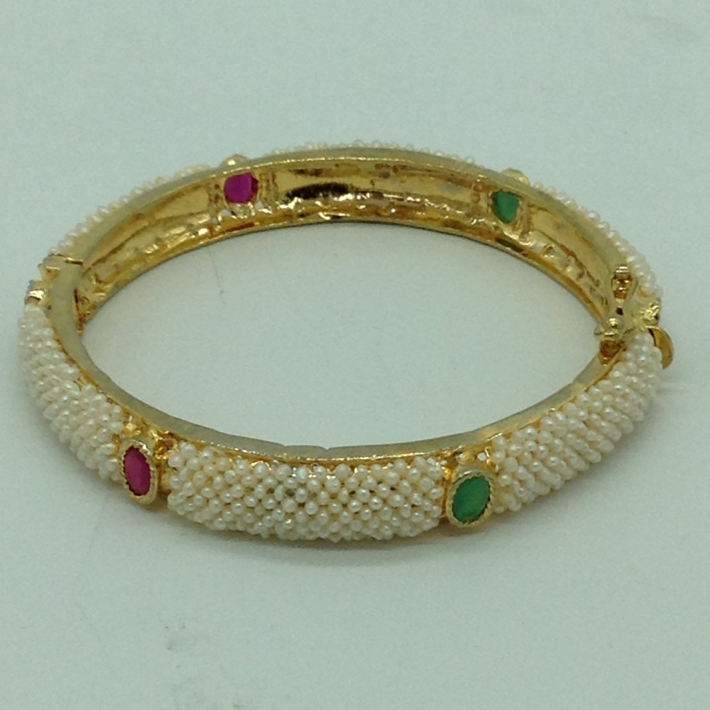 Freshwater White Khakha Seed Pearls Jali Single Bangles JBG0279