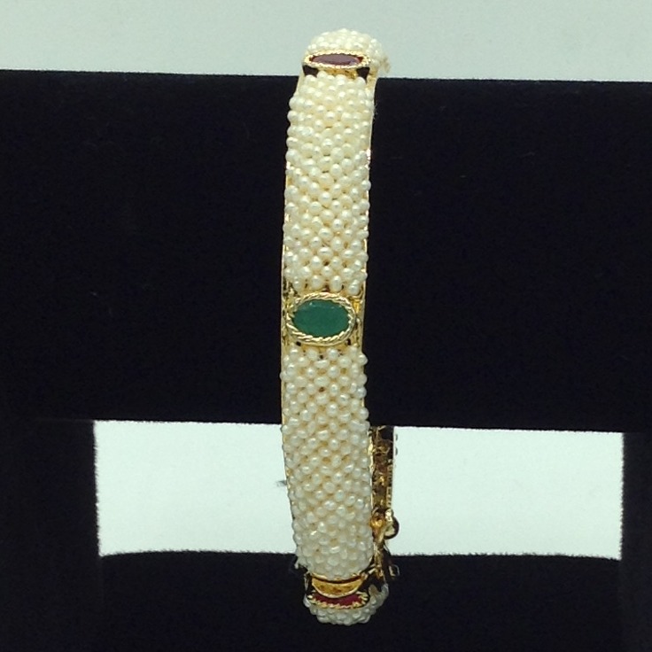 Freshwater White Khakha Seed Pearls Jali Single Bangles JBG0279