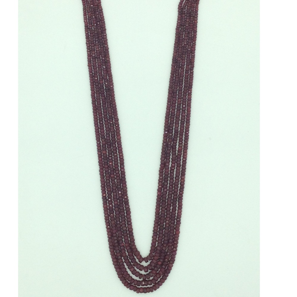 Natural Red Ruby Round Faceted 5 Layers Necklace JSR0139