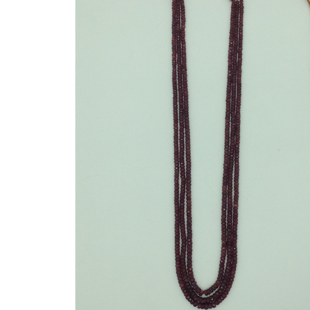 Natural Red Ruby Round Faceted 3 Layers Necklace JSR0138