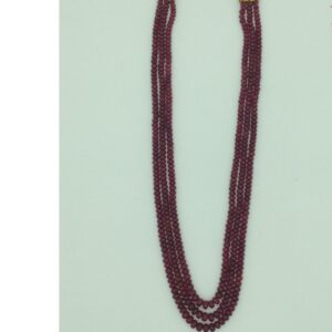 Natural Red Ruby Round Plain 3 Layers Necklace JSR0137