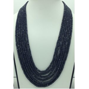 Natural Blue Sapphires Round Faceted 7 Layers Necklace JSB0136