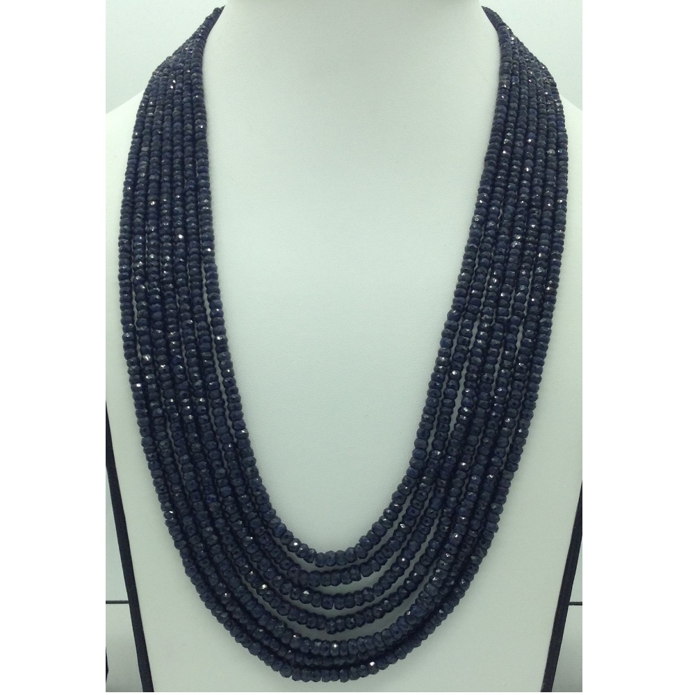 Natural Blue Sapphires Round Faceted 7 Layers Necklace JSB0136