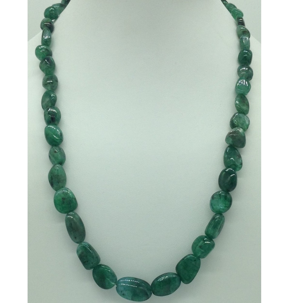 Natural Green Bariels Oval Tumbles 1 Layers Necklace JSS0135