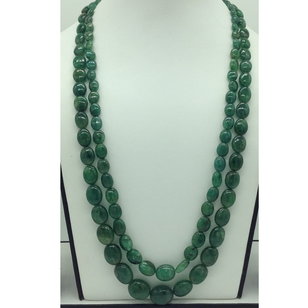 Natural Green Bariels Oval Aweja 2 Layers Necklace JSS0134