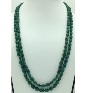 Natural Green Bariels Oval Aweja 2 Layers Necklace JSS0133