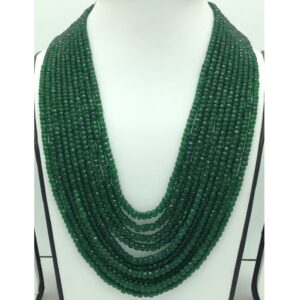 Natural Green Bariels Round Faceted 10 Layers Necklace JSS0131