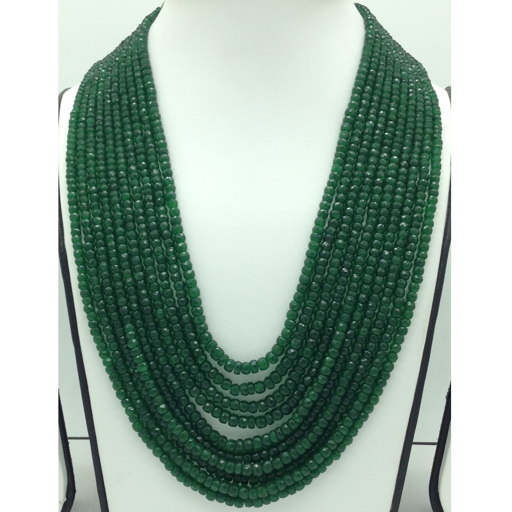 Natural Green Bariels Round Faceted 10 Layers Necklace JSS0131