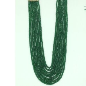 Natural Green Bariels Round Faceted 9 Layers Necklace JSS0130