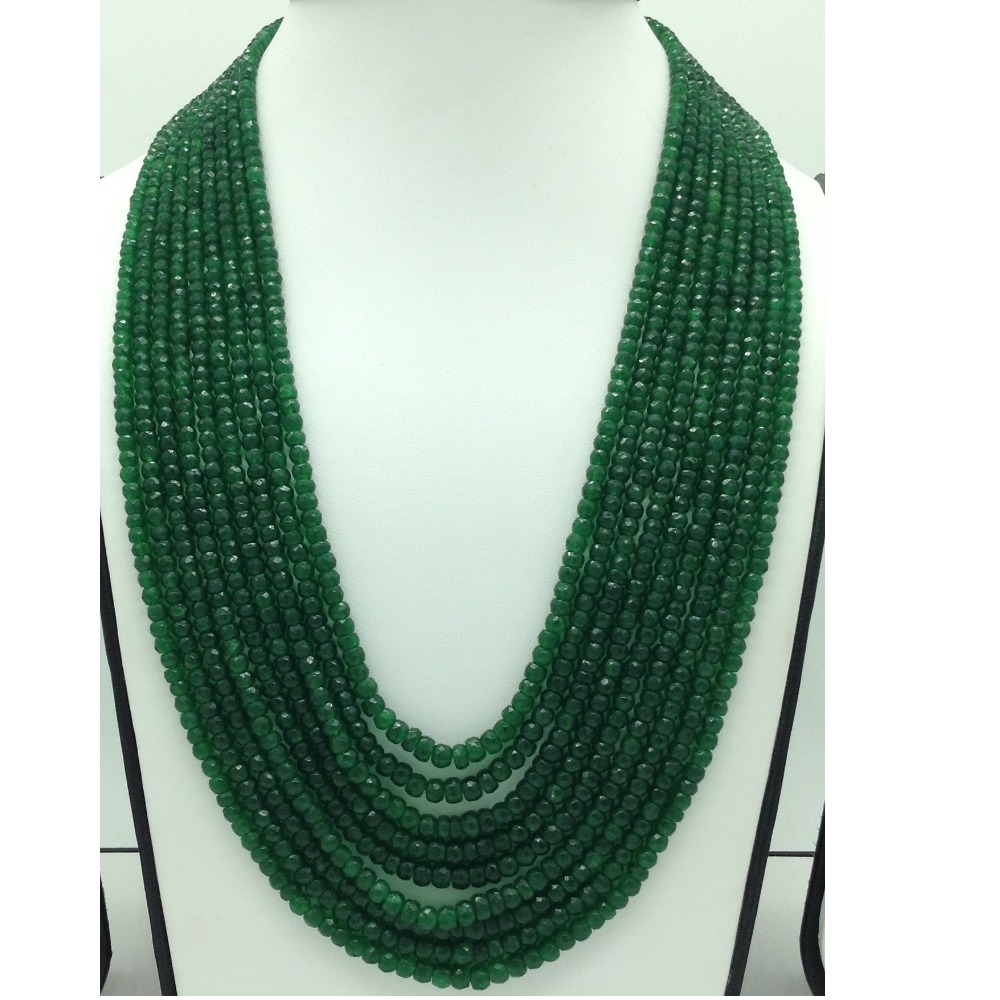 Natural Green Bariels Round Faceted 9 Layers Necklace JSS0130