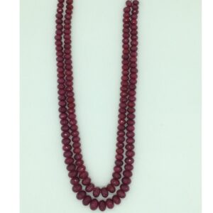 Natural Red Ruby Round Faceted 2 Layers Necklace JSR0129