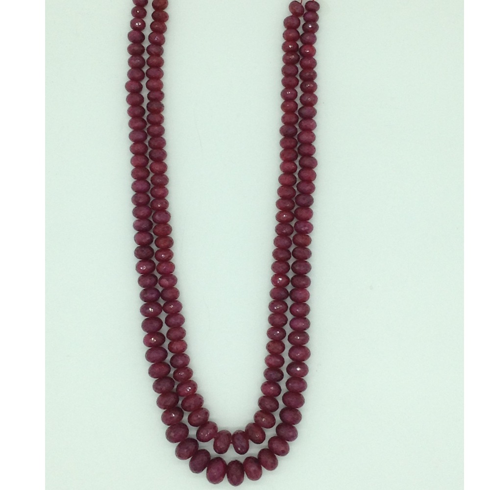 Natural Red Ruby Round Faceted 2 Layers Necklace JSR0129