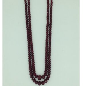 Natural Red Ruby Round Faceted 2 Layers Necklace JSR0128
