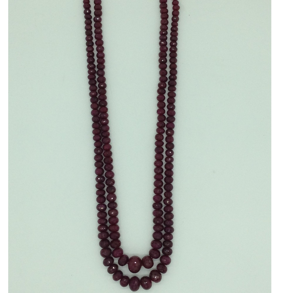 Natural Red Ruby Round Faceted 2 Layers Necklace JSR0128