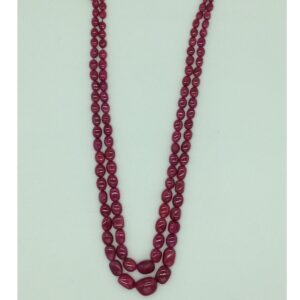 Natural Red Ruby Oval Aweja 2 Layers Necklace JSR0125