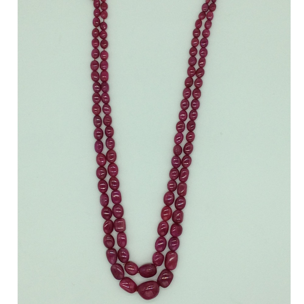 Natural Red Ruby Oval Aweja 2 Layers Necklace JSR0125