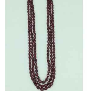 Natural Red Ruby Oval Aweja 3 Layers Necklace JSR0124