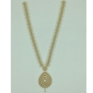 Freshwater White Button Pearls Long Haar Set JNC0106