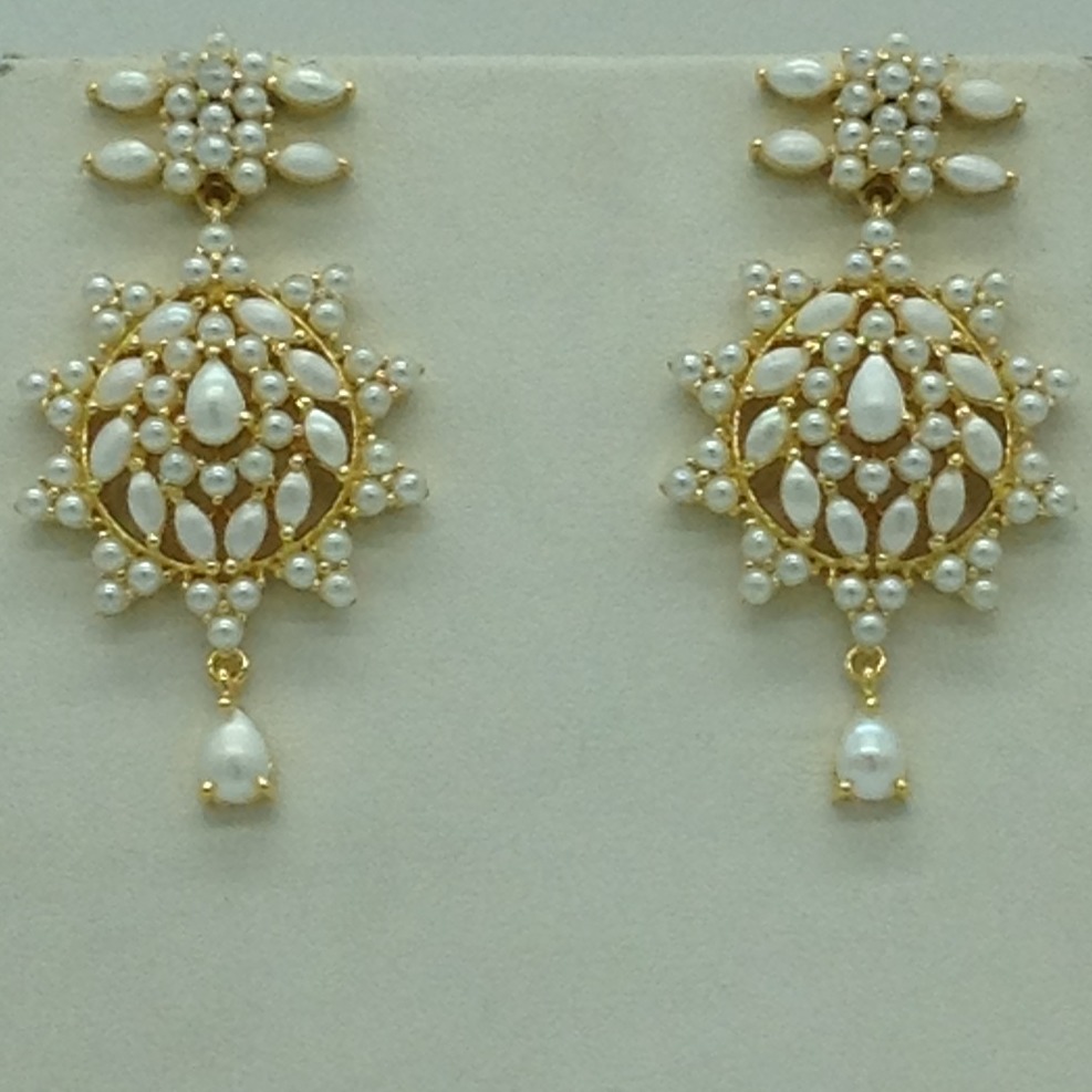 Freshwater White Button Pearls Long Haar Set JNC0106