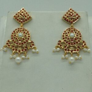 Corals and pearls ranihaar set with 4 line flat pearls jps0609