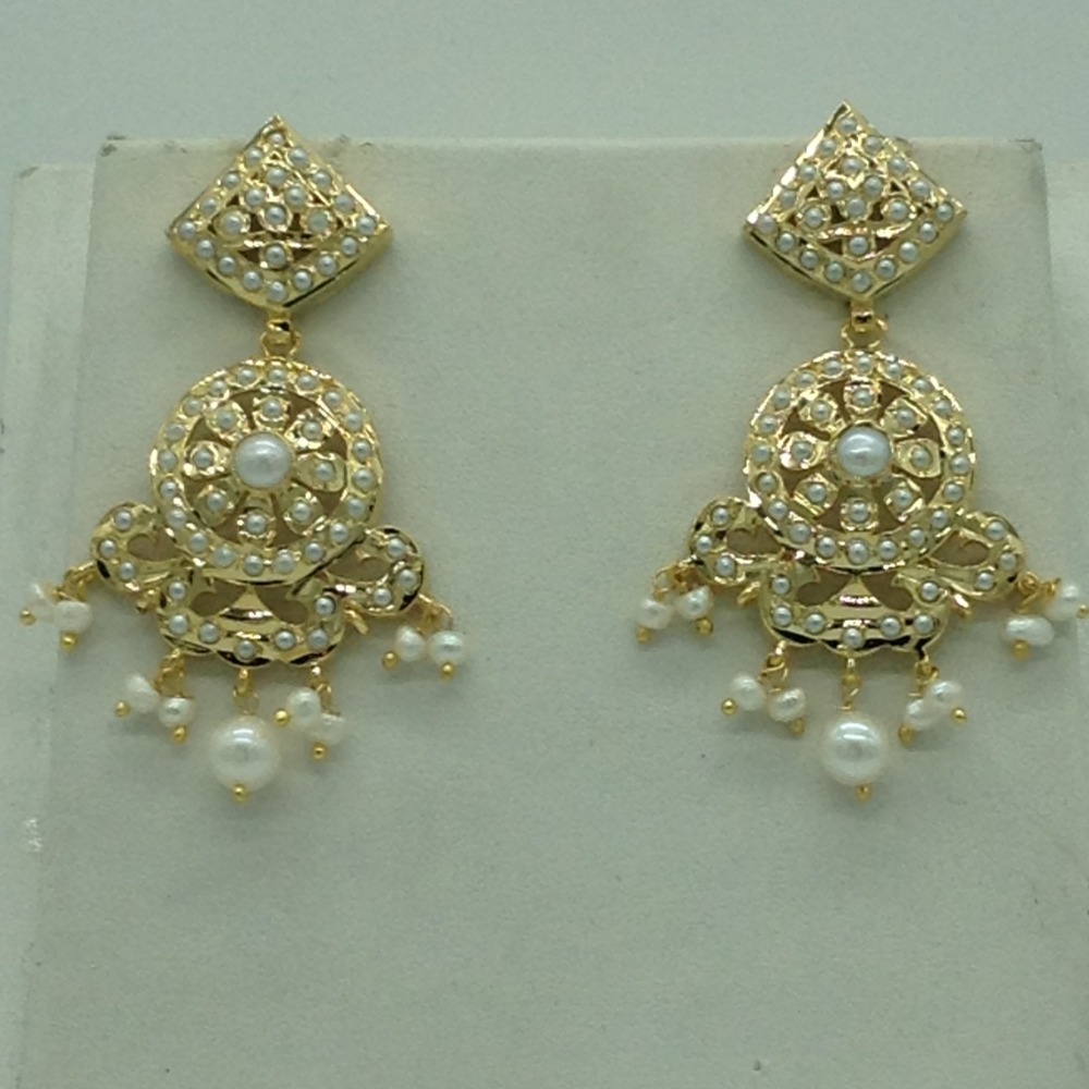 Natural pearls ranihaar set with 4 line flat pearls mala jps0607 - Image 3