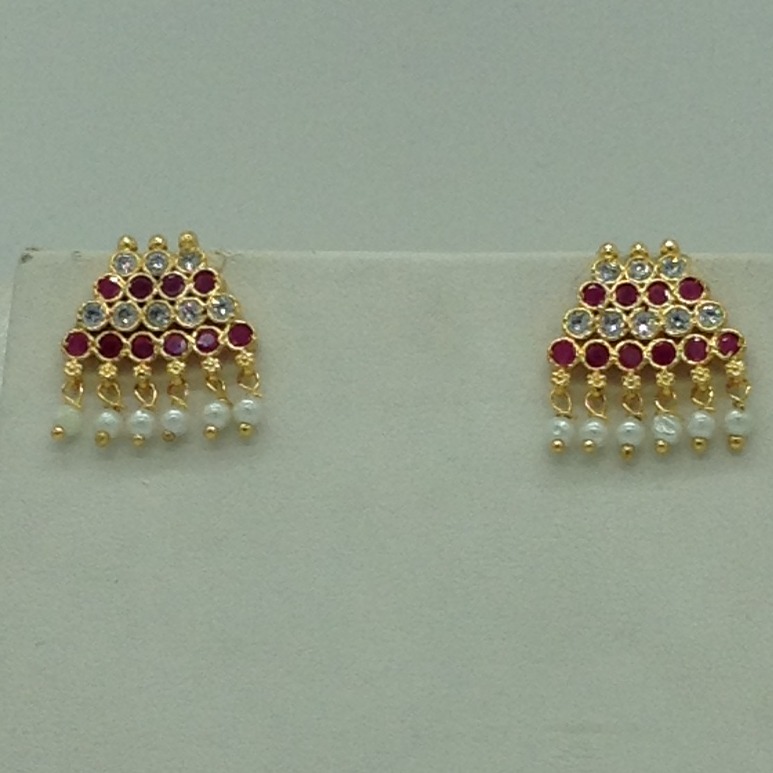Red,white cz pendent set with flat pearls mala jps0603 - Image 3