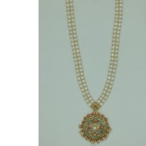 Navratan amritsar ranihaar set with button pearls jps0588