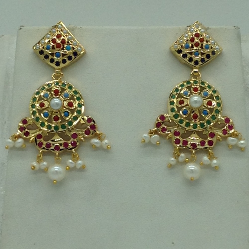 Navratan amritsar ranihaar set with button pearls jps0588