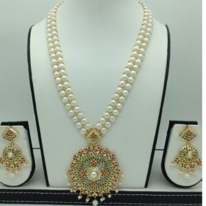 Navratan amritsar ranihaar set with button pearls jps0588