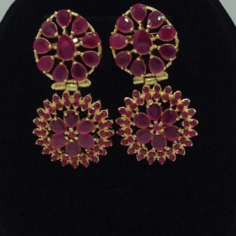 Red CZ Choker Set With 2 Line Button Jali Pearls Mala JPS0581