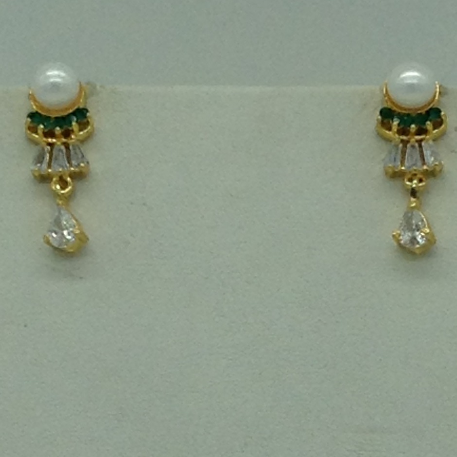 White,green cz pendent set with white zigzag mala jps0574 - Image 3
