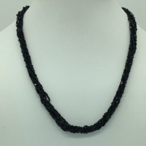 Natural Black CZ Faceted Beeds 8 Layers Twisted Necklace JSS0122