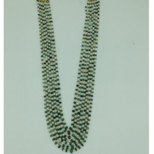 White Rice Pearls With Emeralds 7 Layers Necklace JPM0384