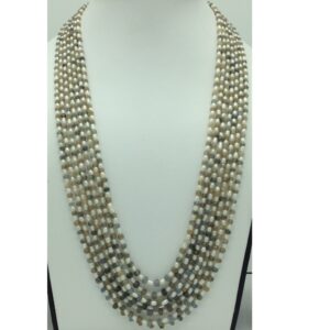 White Rice Pearls With Sapphires 7 Layers Necklace JPM0382