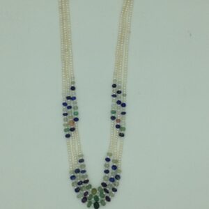 Freshwater White Pearls With Stones 3 Layers Necklace JPM0375