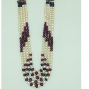 Freshwater White Pearls With Stones 4 Layers Necklace JPM0373