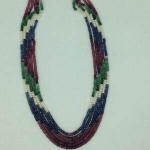 White Pearls With Stones 5 Layers Rainbow Necklace JPM0369