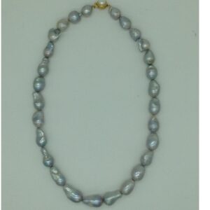 Freshwater Grey Oval Baroque Pearls 1 Layers Necklace JPM0368