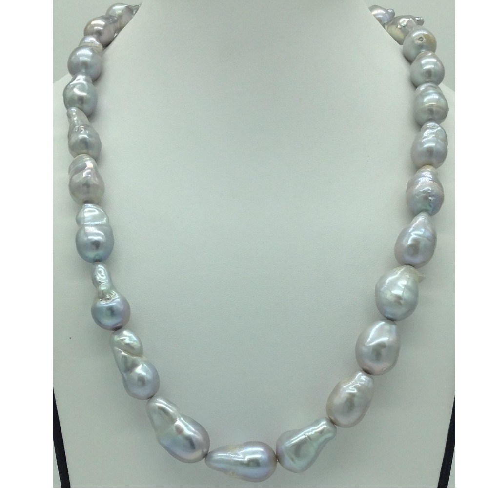 Freshwater Grey Oval Baroque Pearls 1 Layers Necklace JPM0368