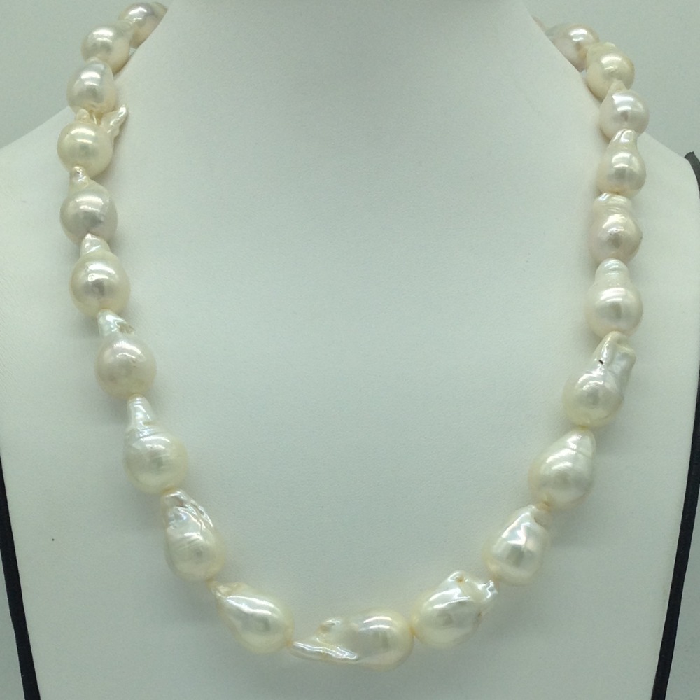 Freshwater White Oval Baroque Pearls 1 Layers Necklace JPM0367
