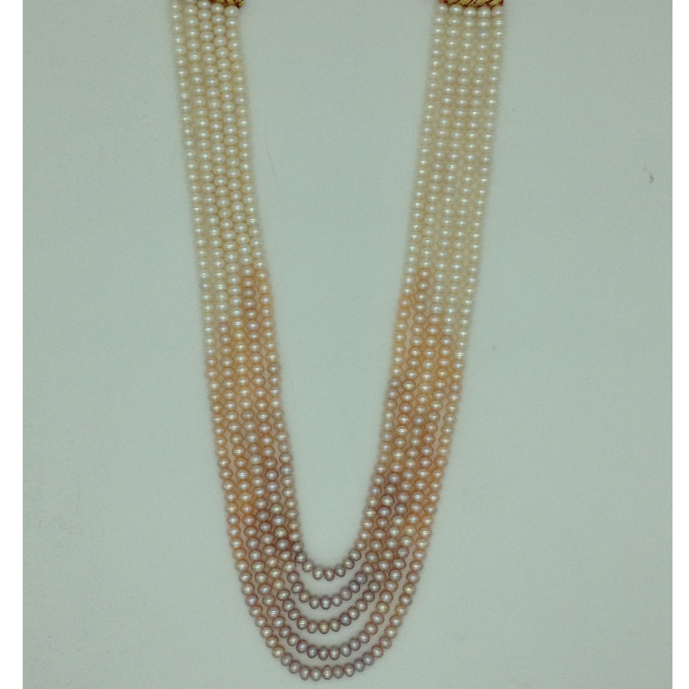 Multicoloured Shaded Flat Pearls 5 Layers Necklace JPM0364