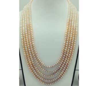 Multicoloured Shaded Flat Pearls 5 Layers Necklace JPM0364