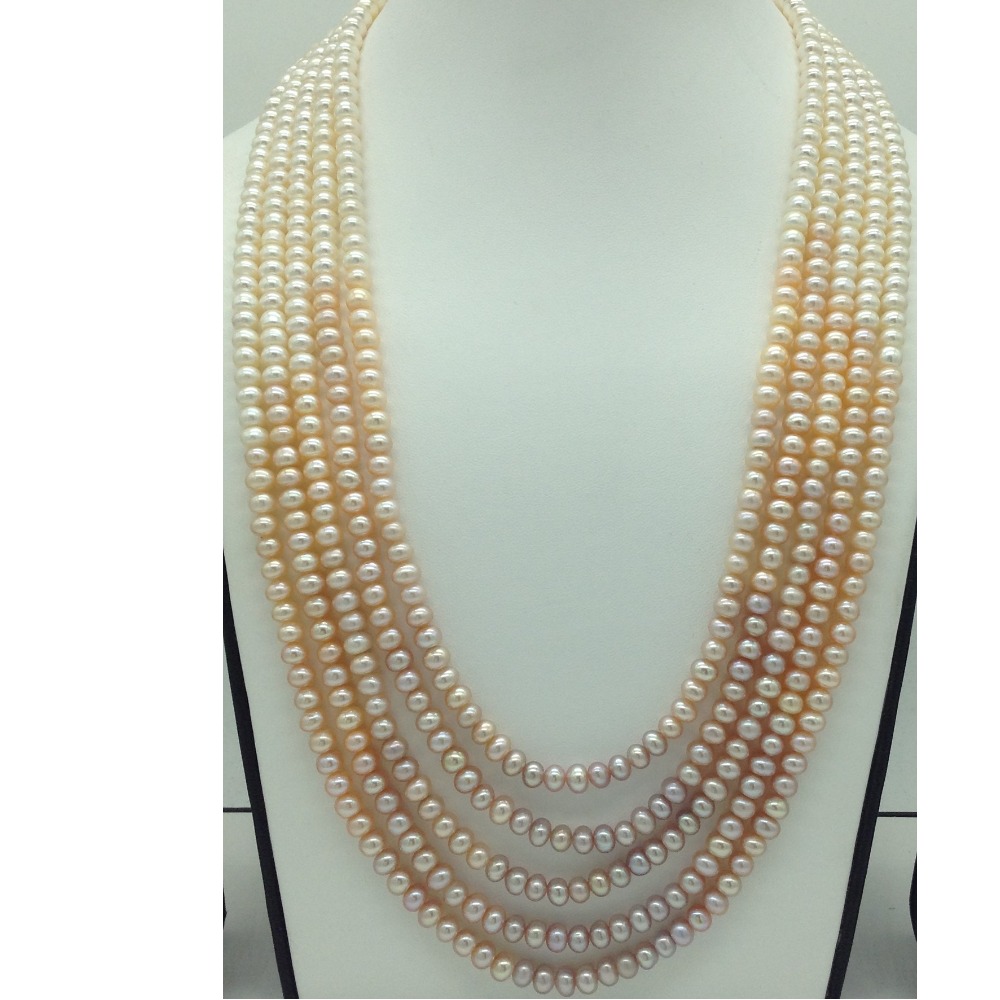 Multicoloured Shaded Flat Pearls 5 Layers Necklace JPM0364