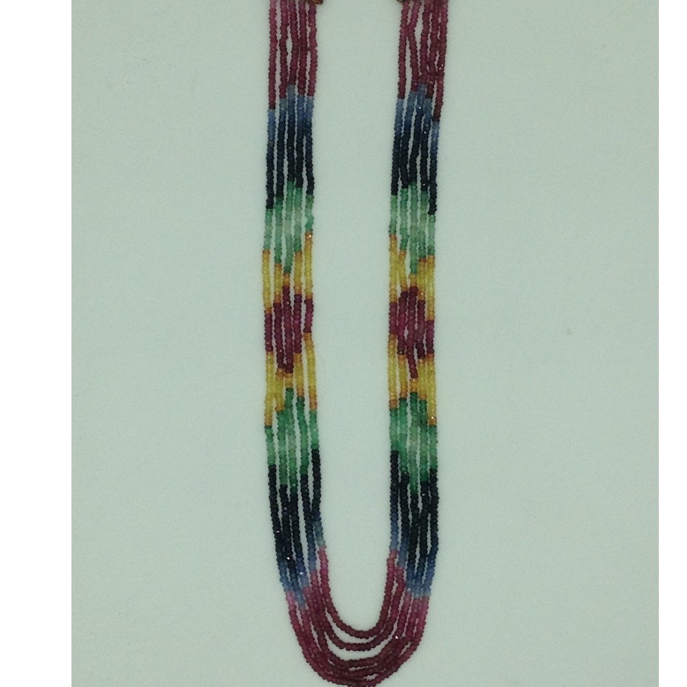 Multi Colour Rainbow Round Faceted 5 Layers Necklace JSM0121