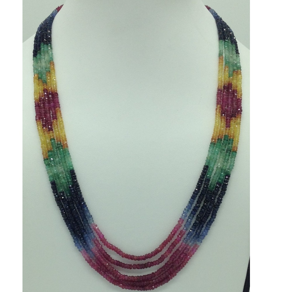 Multi Colour Rainbow Round Faceted 5 Layers Necklace JSM0121