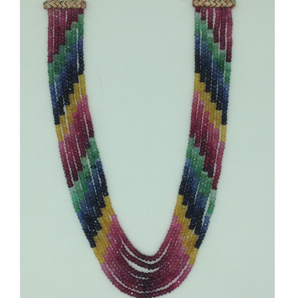 Multi Colour Rainbow Round Faceted 6 Layers Necklace JSM0120